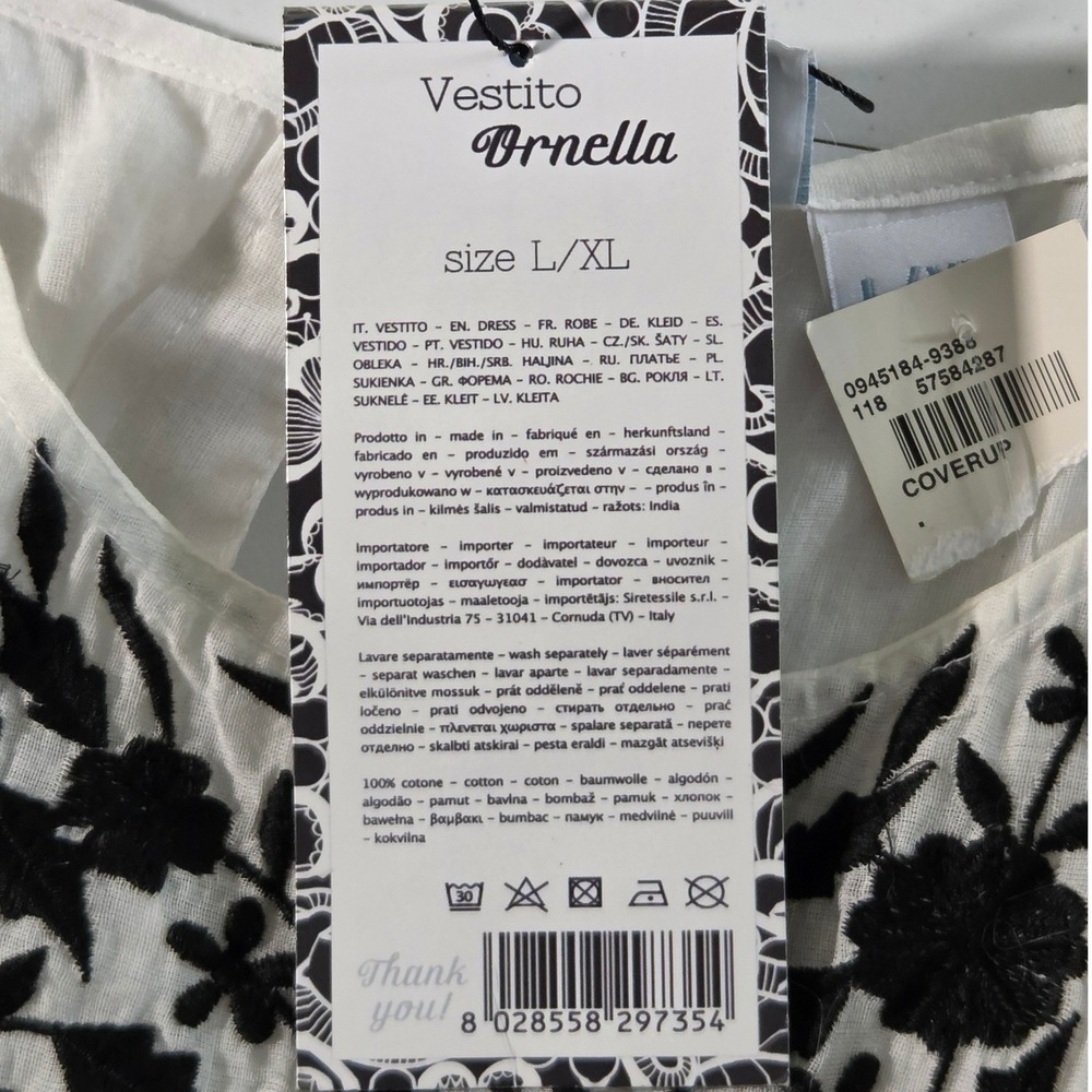 Sorbetto Sheer White Vestito Ornella Embroidered Tassel Midi Dress L/XL NEW - Picture 13 of 13